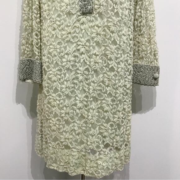 Valentina Ltd 1960s Embroidered Beaded Lace Long Sleeve Tunic Dress 14 VTG 10 to - Picture 6 of 16